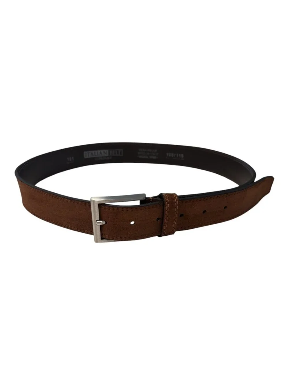 Italian Belt Company Brown Suede Leather Belt Made in Italy Vera Pelle Size 100/